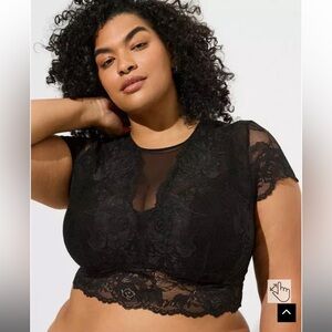 Torrid Lace Knit Crop Top with Short Sleeves